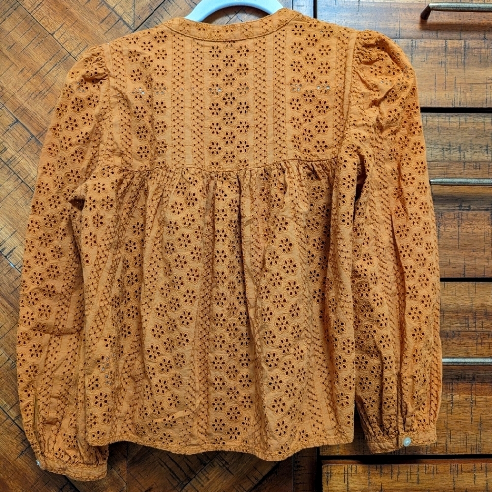 Madewell eyelet peasant top in sweet potato - Picture 3 of 6